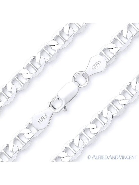 6.3mm Marina / Mariner Link Chain Bracelet in Solid .925 Sterling Silver 8.5\